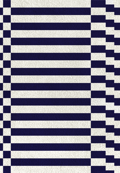 Alfombra Índigo Moderna - Azul Marino y Blanco