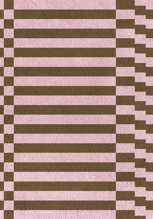 Modern Indigo Rug - Brown Pink