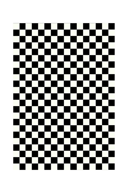 Checked 10x10 Rug - Black White