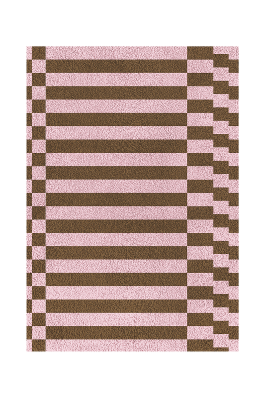 Modern Indigo Rug - Brown Pink