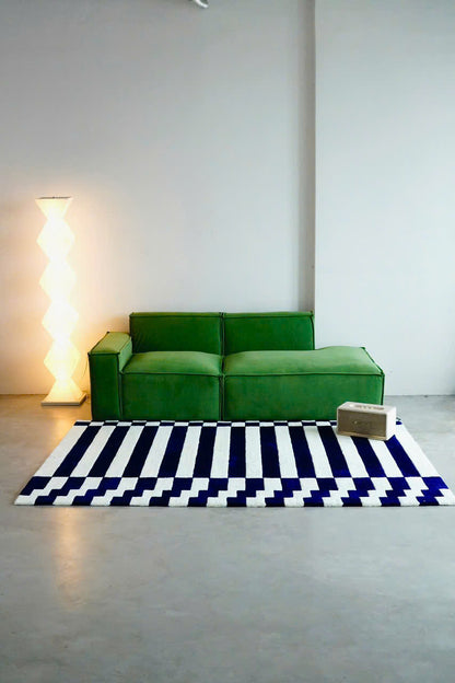 Alfombra Índigo Moderna - Azul Marino y Blanco