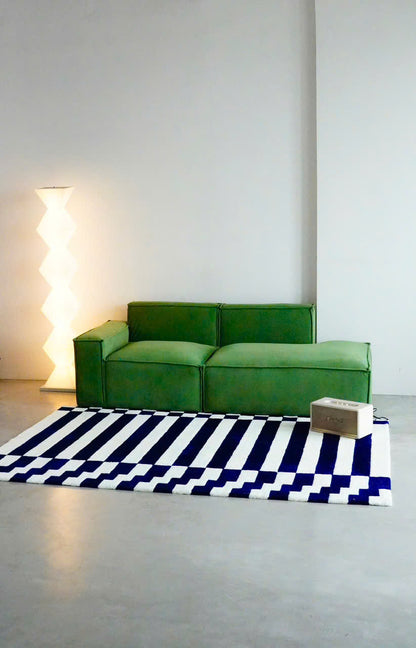 Alfombra Índigo Moderna - Azul Marino y Blanco